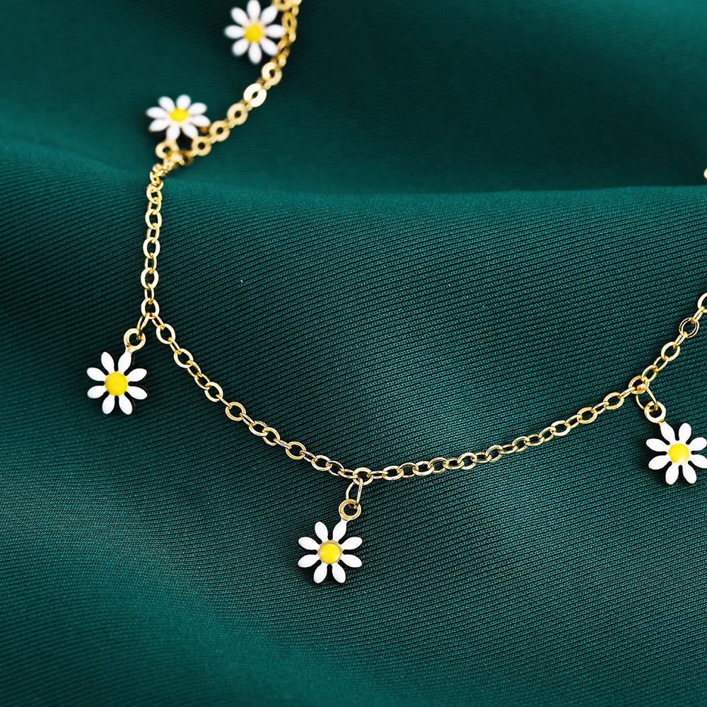 Cheville élégante fleur de marguerite avec chaîne de perles faite à la main, chevillières pour femmes, accessoires de sandales de plage d'été, bracelet de cheville
