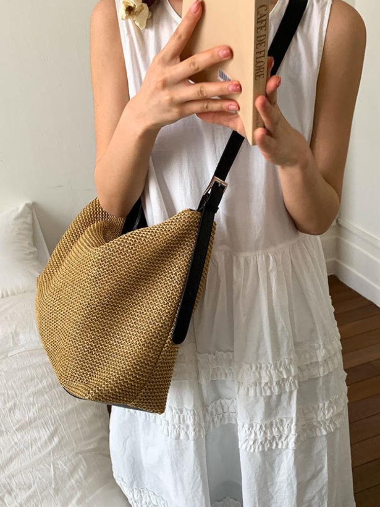 Neue Retro Webtasche Strohtasche Große Kapazität Schultertasche Urlaub Strandtasche Damen Perfekt für den täglichen Gebrauch, Reisen & Strandausflüge
