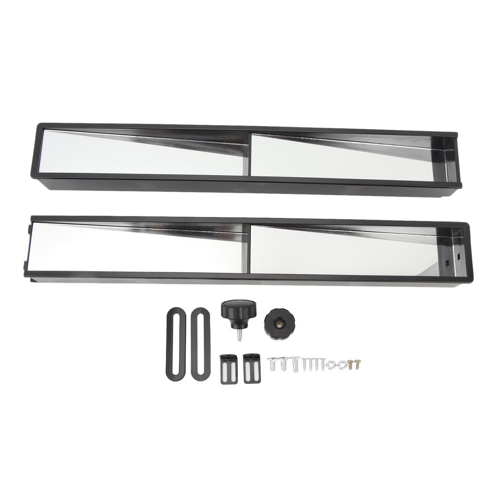 1 Pair Golf Cart Rearview Mirror Adjustable Wide Angle HD Clear Shockproof 440mm Length Black Shell for Club Cars ATV