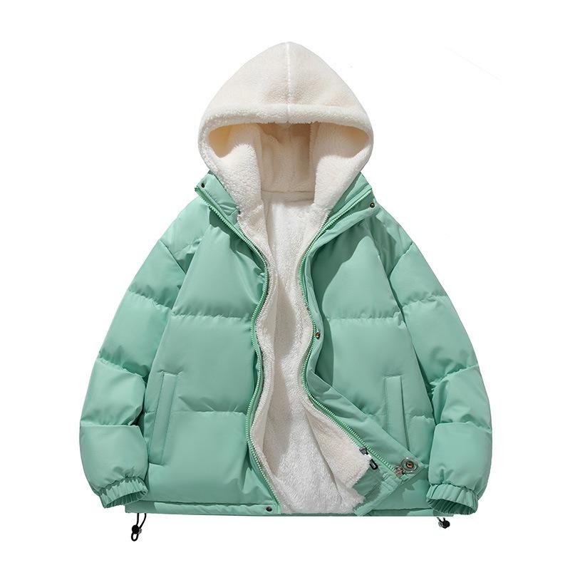 Cotton-padded Men's Winter Lamb Wool Jacket Winter Clothing Velvet Cotton-padded Jacket Couple Bread Clothing Thickened Cotton-padded Clothing Trend