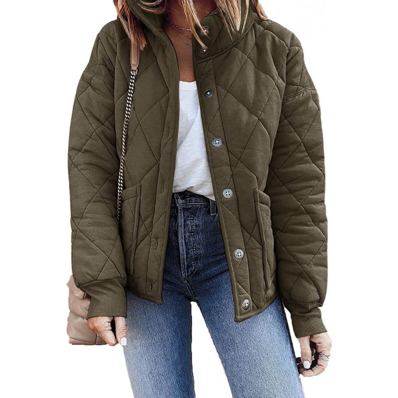 

Нова зимова мода 2024 р. Жіноча ретро-одноколірна бавовняна куртка зі стійкою коміром Повсякденна куртка на відкритому повітрі Жіноча куртка великого розміру M