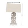 Sculptural Hand Carved Wood Table Lamp with Beige Square Shade (Whitewash, Beigei)