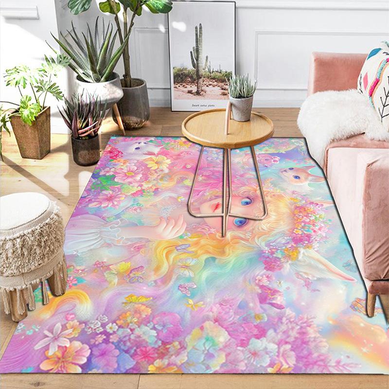 Dreamy colorful girl Rug Floor Mat for Living Room or Bedroom Soft and Comfortable Carpet a Gift for Birthday and Holiday.