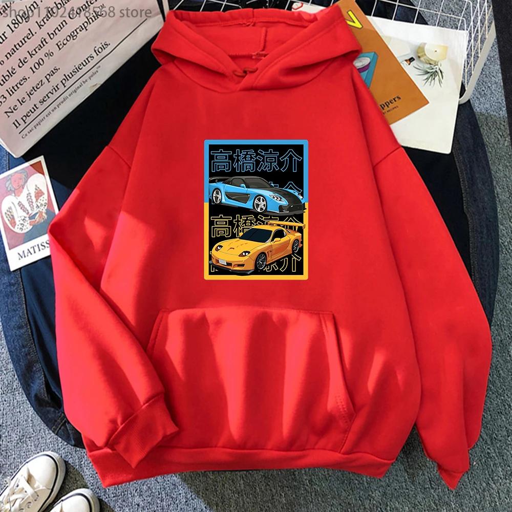 Japanese Anime AE86 Hoodie Initial D Graphic Sweatshirt Men O-Neck Long Sleeves Fashion Casual Drift Racing Women Clothing