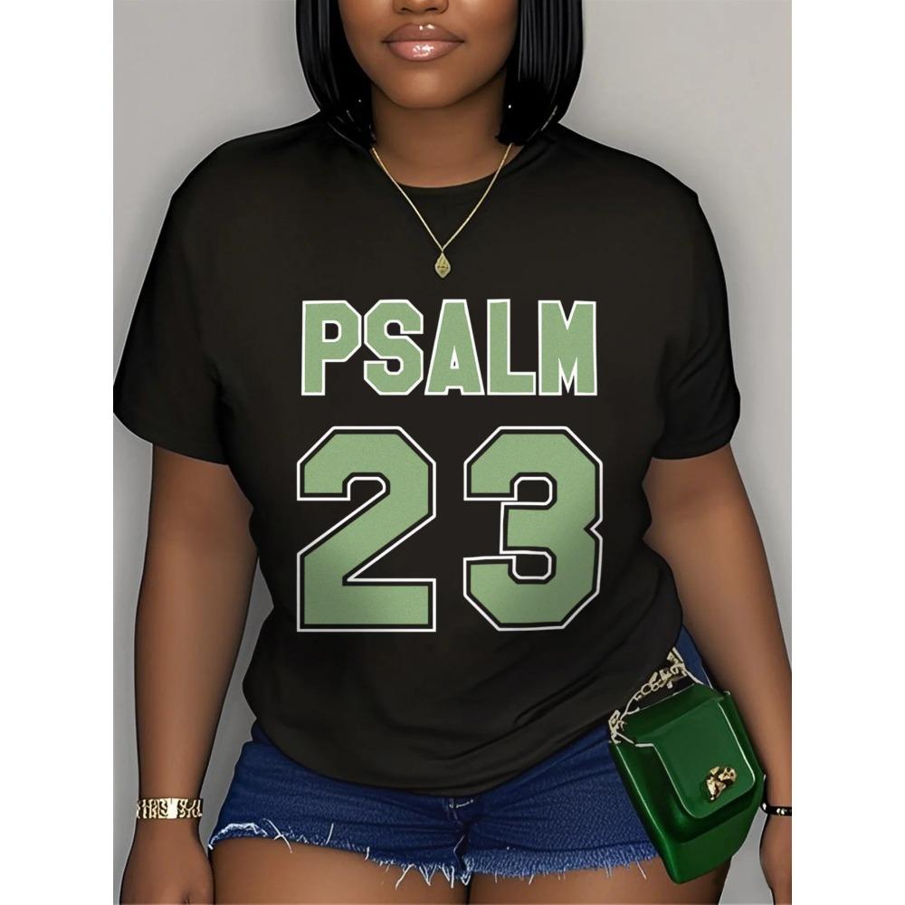 Psalm 23 Jersey Premium Summer Casual Short Sleeve Round Neck with Bold Green Lettering Women Clothes Tee Top Aesthetic Clothes