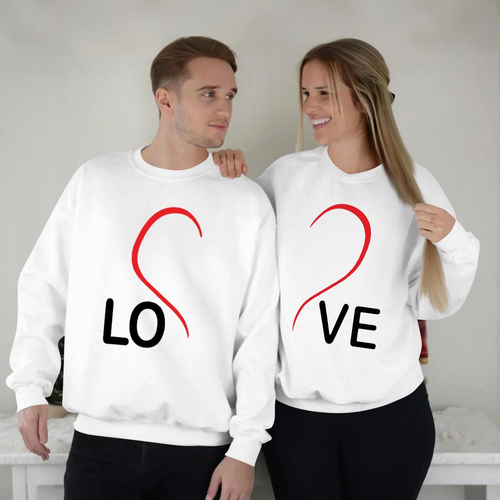 

Женский топ с круглым вырезом и длинными рукавами, пуловер с принтом ко Дню святого Валентина, парная толстовка XL белый