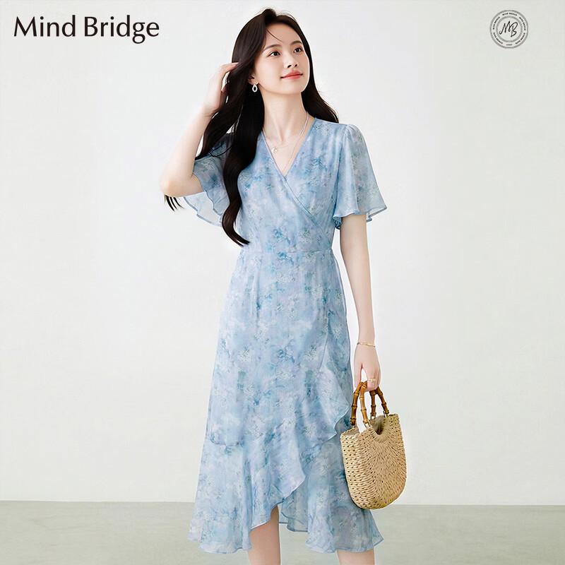 Mind Bridge Women s French Floral V-Neck Maxi Dress M (165/88A)
