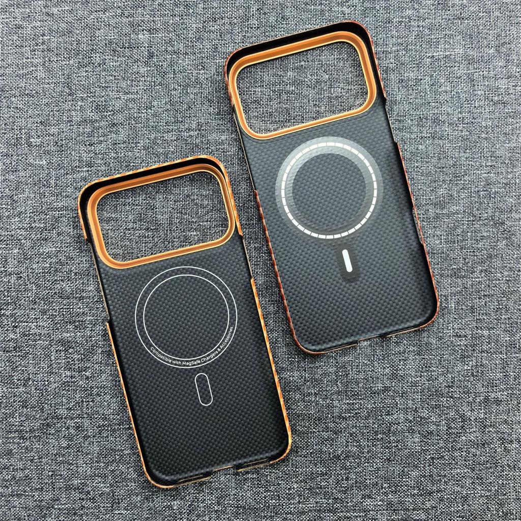 Applicable iPhone 17 Pro Max Carbon Fiber Kevlar Thin Protective Phone Case - Orange