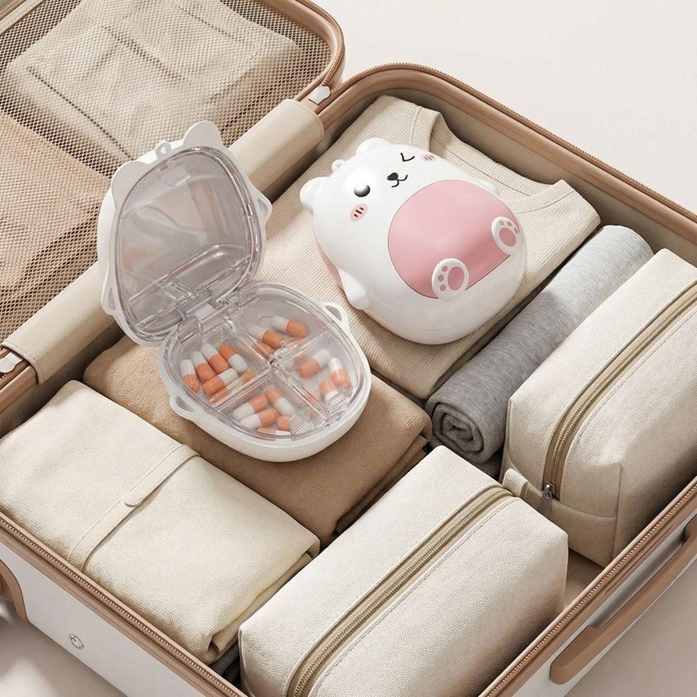 Sealed Cartoon Bear Pill Box Plastic Mini Pill Case Cute Medicine Storage Box  Office