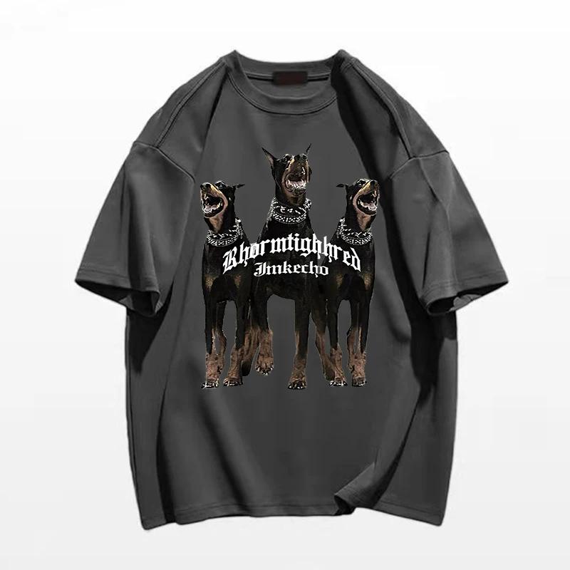 Herren Damen Kind Hip Hop Dobermann Hund Grafikdruck Übergroßes T-Shirt Streetwear Mode Baumwolle Locker T-Shirts Tee Tops Kostenlose Bluse