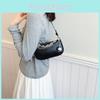 Fashionable Silver And Black Small Crossbody Bag For Women With Chic Chain Detail