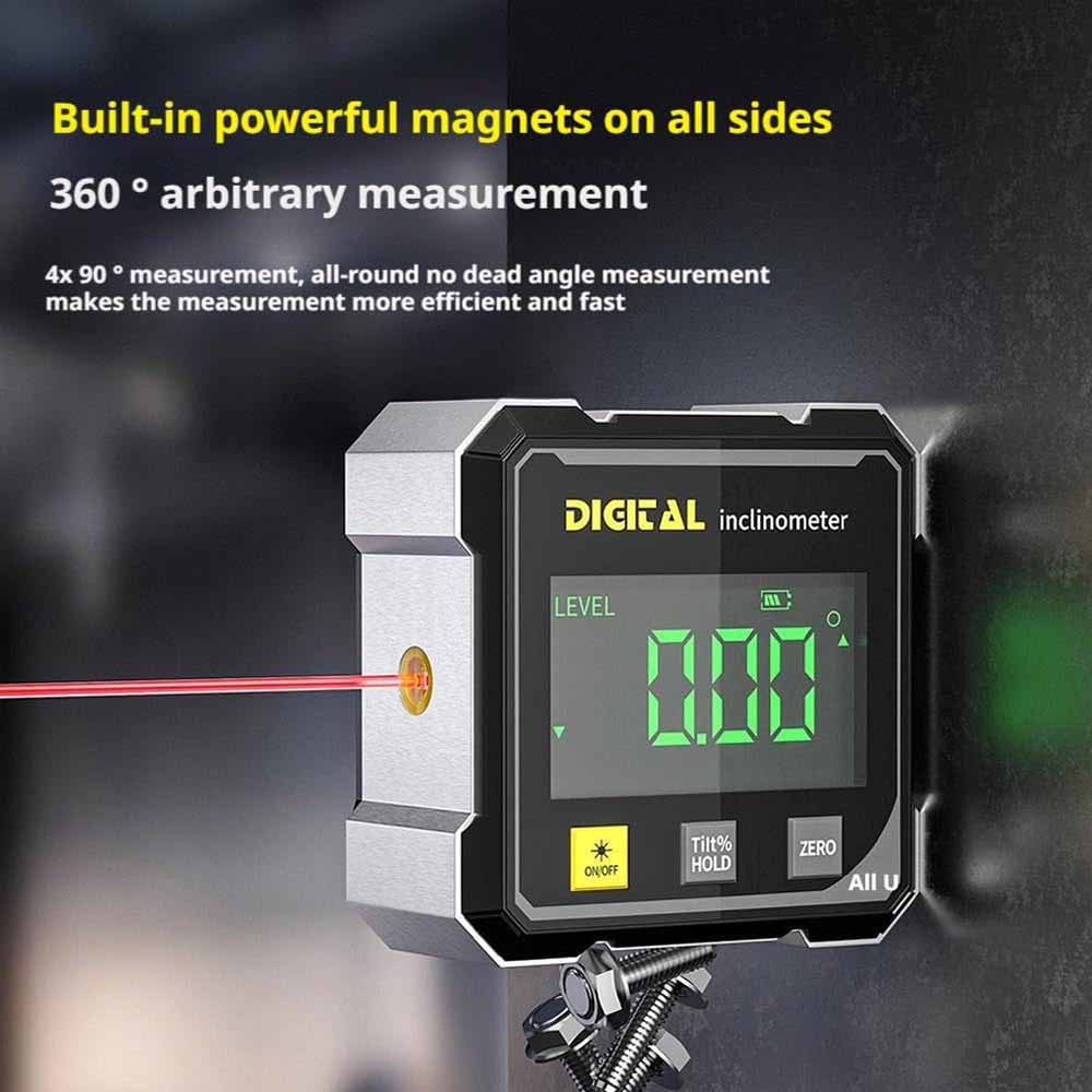 Double Sided Laser Inclinometer Household Multifunctional Four Sided Magnetic Absorption Angle Level Small Slope Measuring Tools