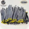 12-Pack Grey Gloves, Non-Slip Durable,Comfort Fit Knit Wristband,Used for Gardening, Woodworking, and Machinery Protection