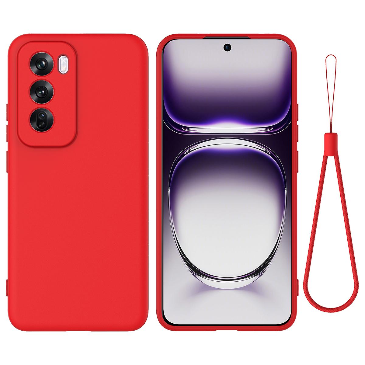 

Для Oppo Reno12 Pro 5G (Глобальный) Жидкий силиконовый чехол Противоударный чехол для телефона с ремешком на запястье Red