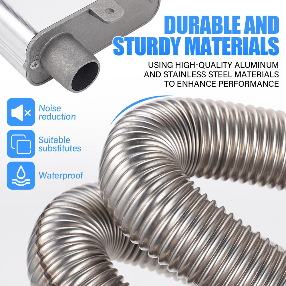 24mm Parking Heater Exhaust Muffler Kit with Stainless Steel Exhaust Pipe Universal for RV Truck Marine Keeps The Air Fresh