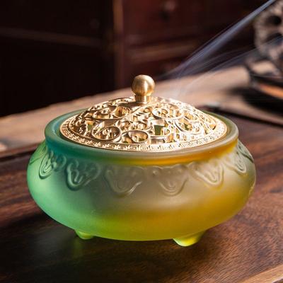 Queimador de incenso de esmalte antigo chinês vintage de três pernas decoração para casa mesa de chá ornamentos zen