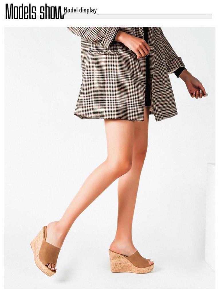 2024 Dames Plus Size Peep Toe Wedge Sandalen: Buitenslippers met hoge hak