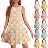 Girl Summer Dress Sleeveless Printed Color Casual Dress