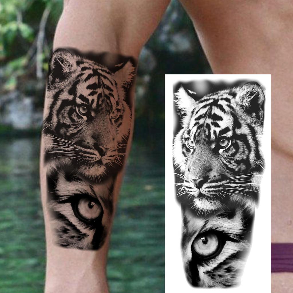 1 Sheet Fierce Tiger Lion Dragon Temporary Tattoos For Men Women Waterproof Wolf Skull Tatoos Long Lasting  Fake Tattoo Stickers