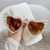 Heart Shape Large Frame with Pearl Sunglasses Women Men Fashion Sun Glasses Shades Vintage Retro UV400 Eyewear for Female