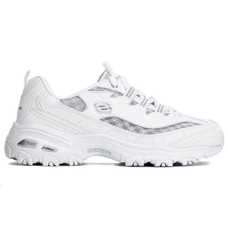 Skechers DLites 1.0 Cuero Simplificado Versátil de Caña Baja Zapatos de Papá Zapatilla para Mujer Plata 896235-WSL