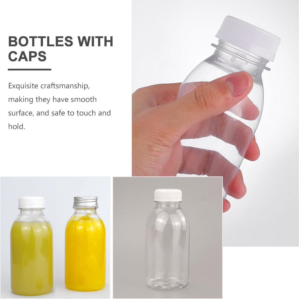 12 Pcs Bottle Drink Bottles Juice Packaging Sub Packing Plastic Transparent with Caps Beverage Thicken Travel