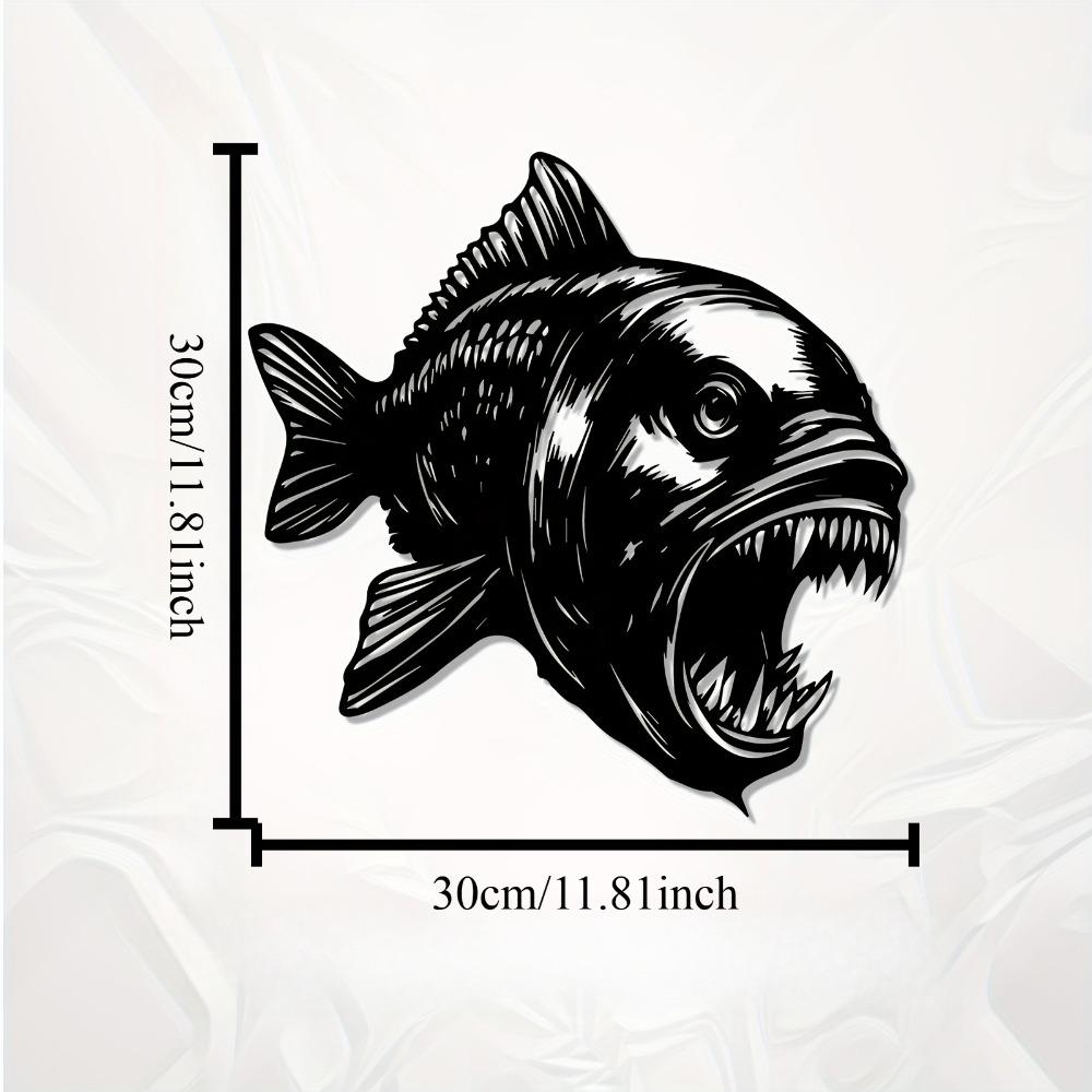 

Angler Fish Metal Wall Art Outdoor Garden Fence Decor Weather Resistant Striking Sculpture Mural Gift for Halloween Fishing Lover 12in