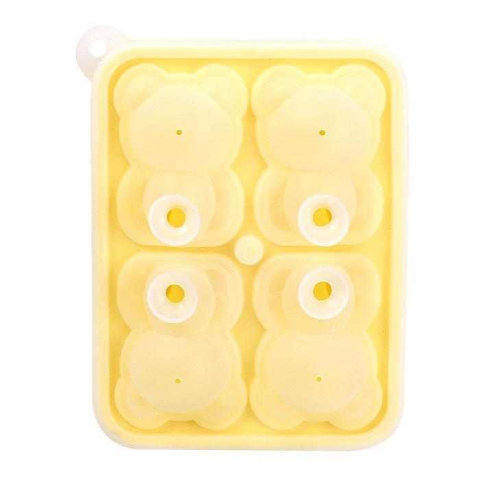 

1 шт. Милый медведь форма для льда гибкая пищевая силиконовая форма для кубиков льда лотки для льда для морозильной камеры кухонные инструменты жёлтый