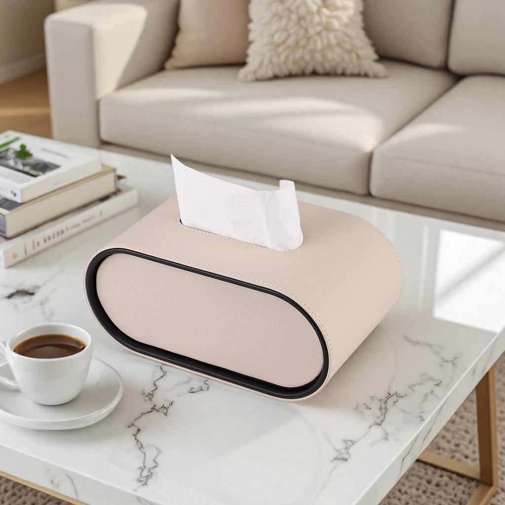Luxury Leather Oval Tissue Box for Living Room or Bedroom Decor
