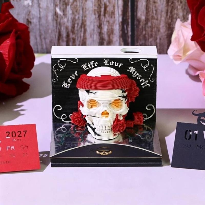 Versatile 2027 Desk Calendar with LED Light 3D Tear-away Pages Modern Design for All Settings