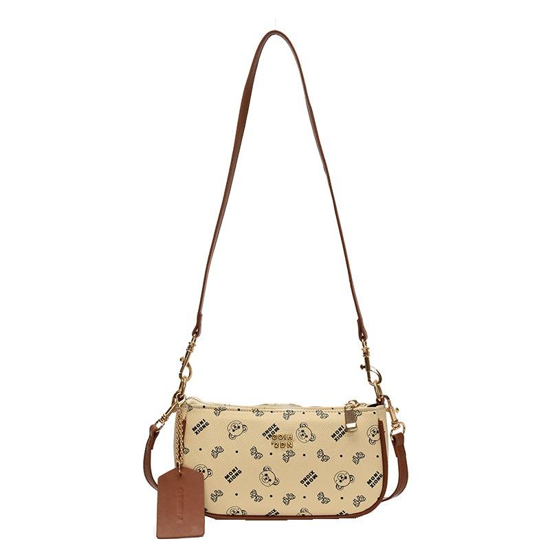 New original cartoon bear leather zipper convenient shoulder bag travel three-dimensional handbag