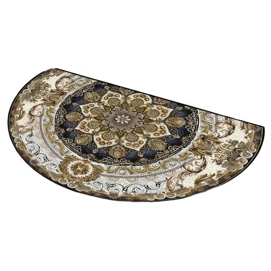 Floral Doormat Absorbent Half Round Floor Mat Non-Slip Door Mat Decorative Entrance Rug for Living Room Bathroom Kitchen