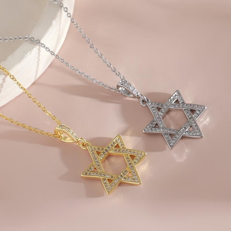 Hexagram Necklace for Men - Simple and Versatile, Fashionable and Unique. Hexagonal Star Necklace for Women.