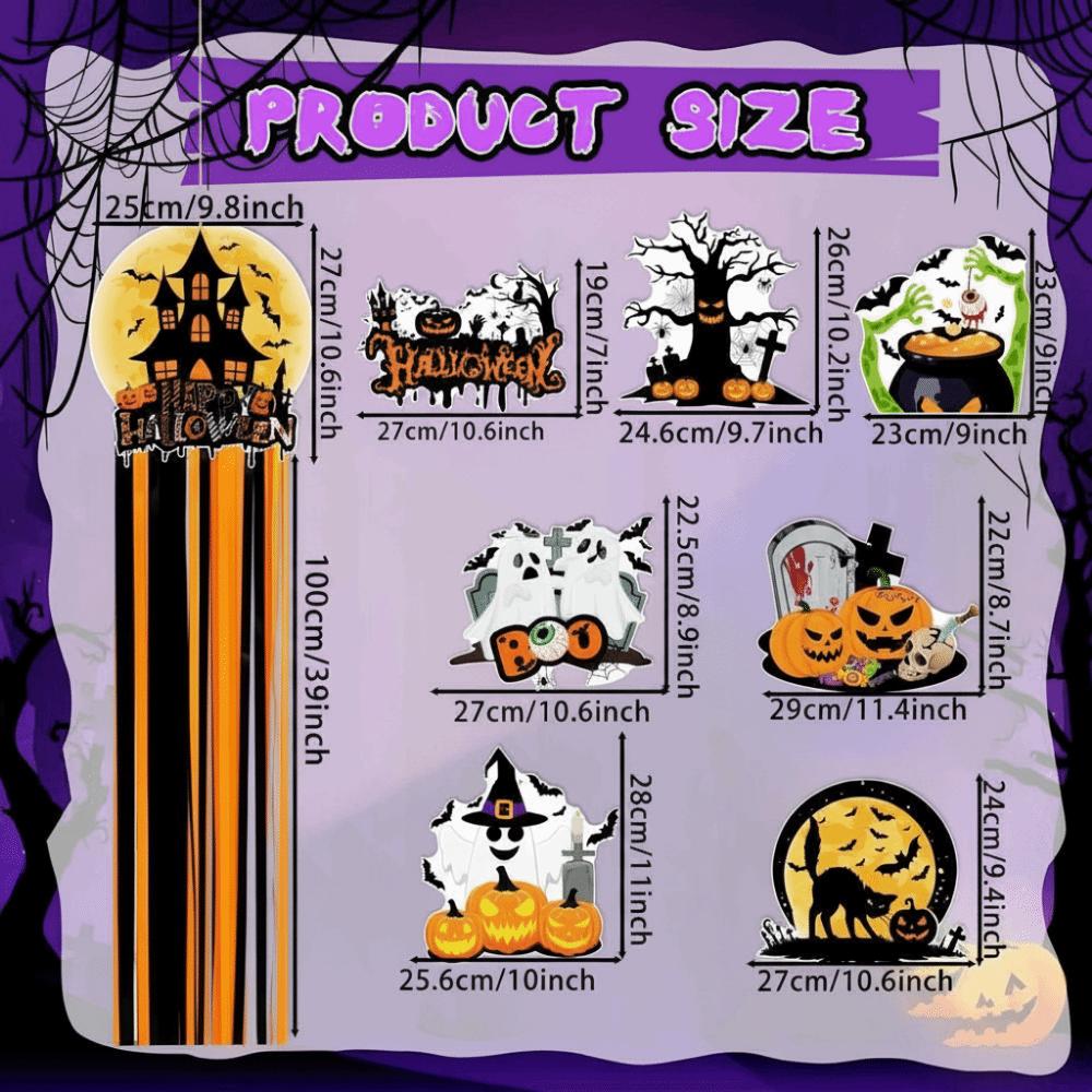 8Pcs Creative Halloween Pumpkin Hanging Decor DIY Halloween Hanging Sign Front Door