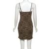 Women's Leopard Print Sexy Spice One Shoulder Hollowed-out Slim-fit Wrap Buttock Dress