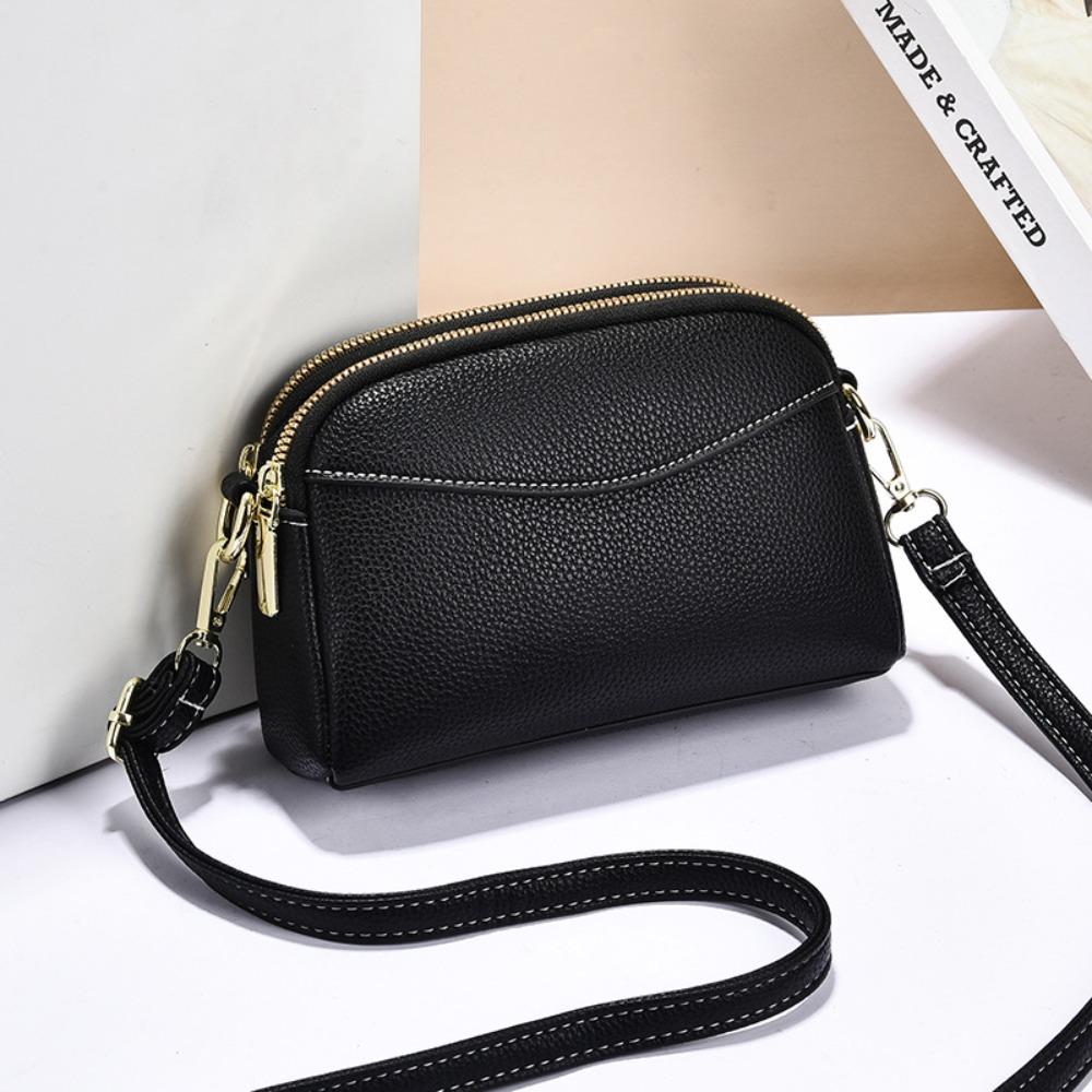 

Fashion PU Crossbody Phone Bag Double Compartment Adjustable Crossbody Bag Durable Stylish Mini Square Bag Travel