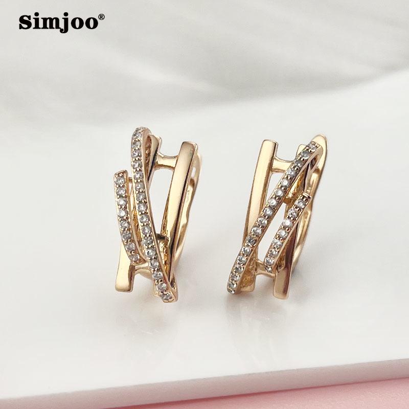 SIMJOO Vakre Zirkon Øredobber Chic Enkle Uregelmessige Flerlags Øredobber for Kvinner