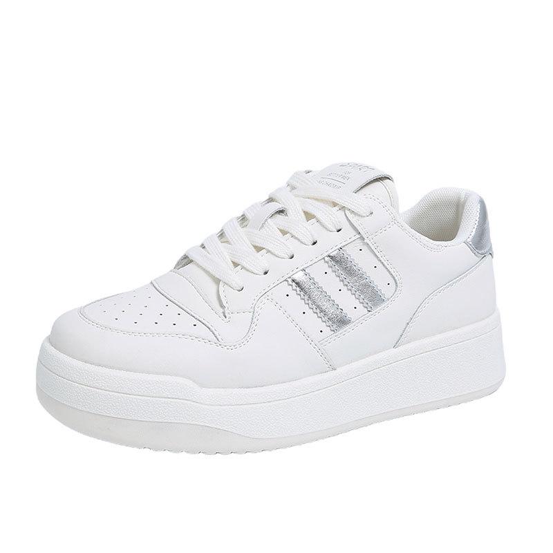 Platform White Shoes Women's Spring 2025 New Heightening Lace-up Board Shoes Casual Sports Shoes German Training Shoes Single Shoes
