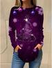 Weihnachtsthema Schneeflocke 3D-Druck O-Ausschnitt Langarm T-Shirt Mode Damenkleidung Casual Y2K Kleidung Harajuku Damenkleidung