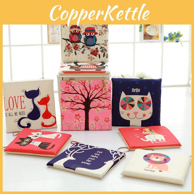 Cartoon-Muster Memory-Schaum Quadratische Stuhlkissen mit abnehmbarem waschbarem Bezug