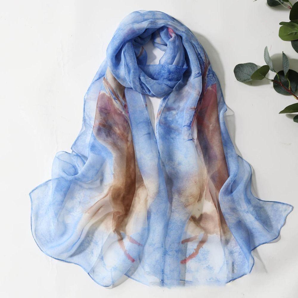 Floral Printing Thin Scarf Sun Protection Wrap Headscarf  for Beach and Sun Protection