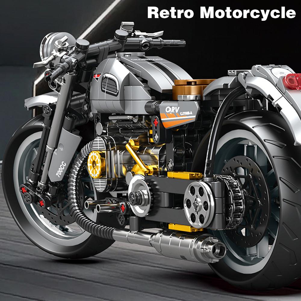 [808 Teile] Vintage Motorrad Modellbausteine, Heim- und Bürodekoration