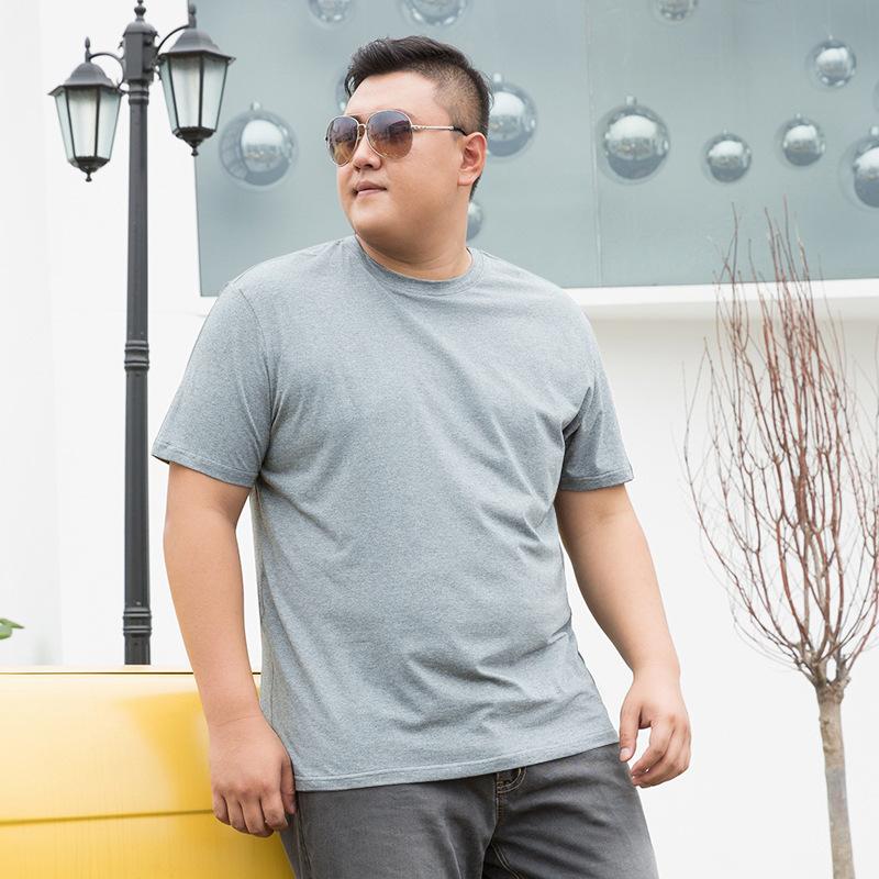 

9XL футболка с коротким рукавом мужская толстая круглая горловина из чистого хлопка верхняя половина рукава большая футболка мужская одежда XXXXXL светло-серый