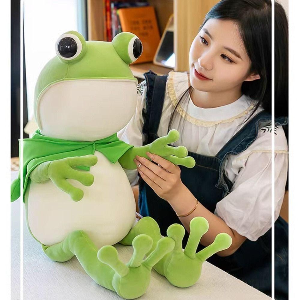Soft Frog Plush Toy With Cloak Long Legged Frog Plush Doll Green Frog Doll  Home Decoration