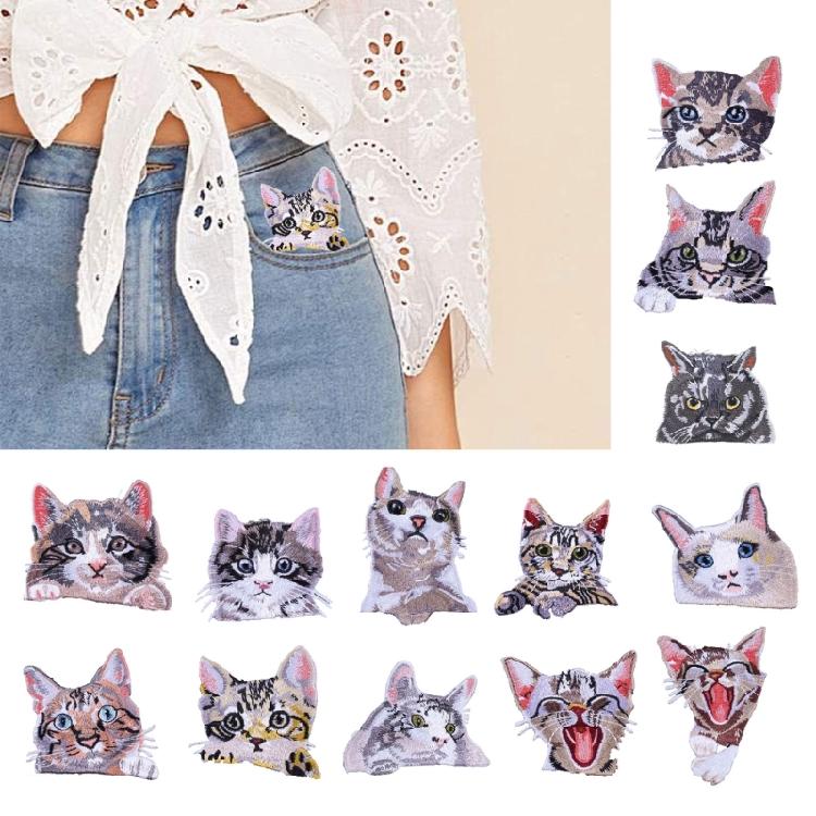 Trendy Cats Pattern Patches Personality Clothes Heat Transfer Appliques for Creative Craft Projects