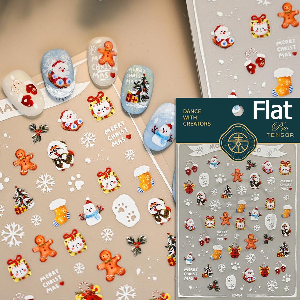 Christmas Cookies Snowflake Christmas Tree Gingerbread House Gold Stamped 3D Self Adhesive Nail Art Sticker Xmas Manicure Decals