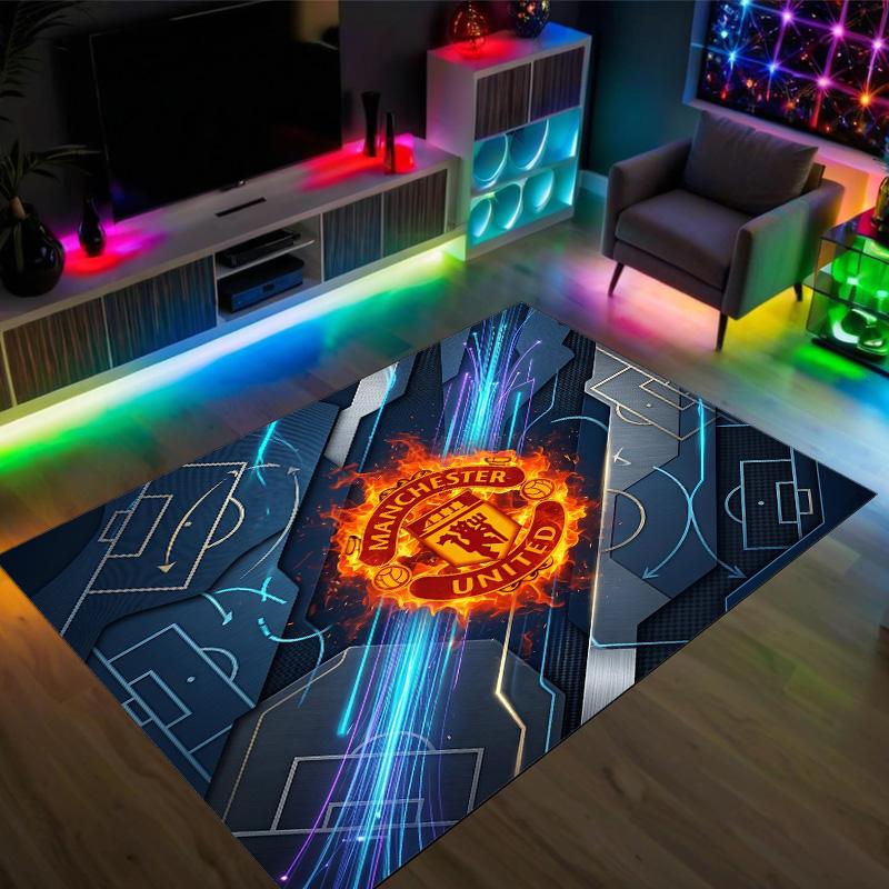 Manchester United Design Crystal Velvet Carpet Cozy Non?Slip Printed Rug For Bedroom Living Room Entrance