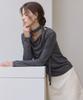 OURHOPE Silky Scarf Drape Tee Blouse - Charcoal