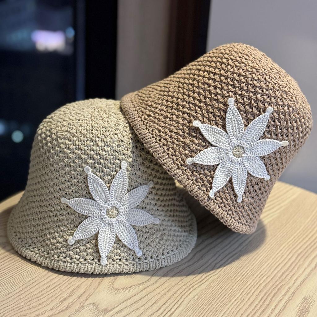 New Japanese-style cute handmade floral fisherman hat for women, sweet and fashionable bucket hat for spring and summer, sun protection and UV