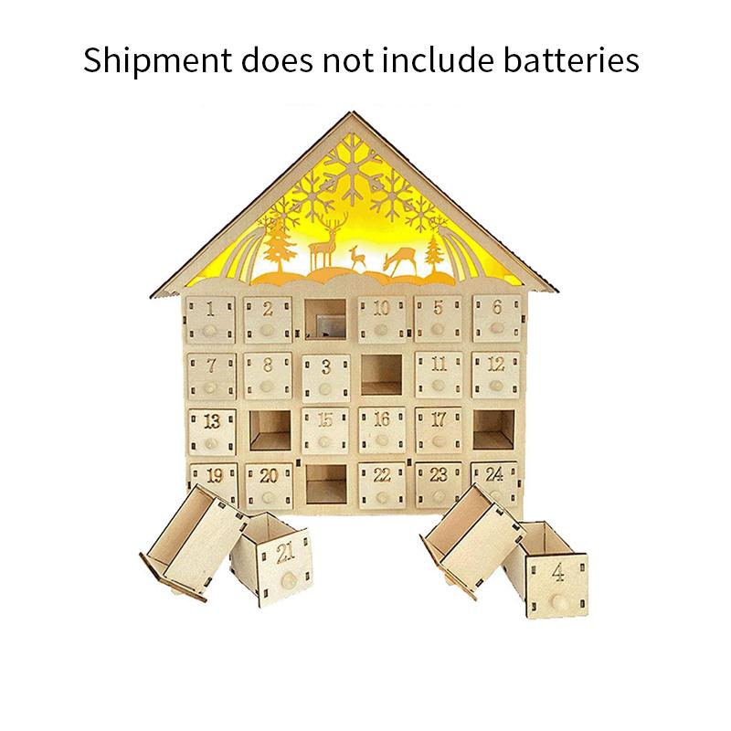 1 шт. Новое Деревянное Рождественское Украшение Светодиодные Огни 24-дневный Календарь Обратного Отсчета Украшение Рождественские Украшения Адвент-календарь